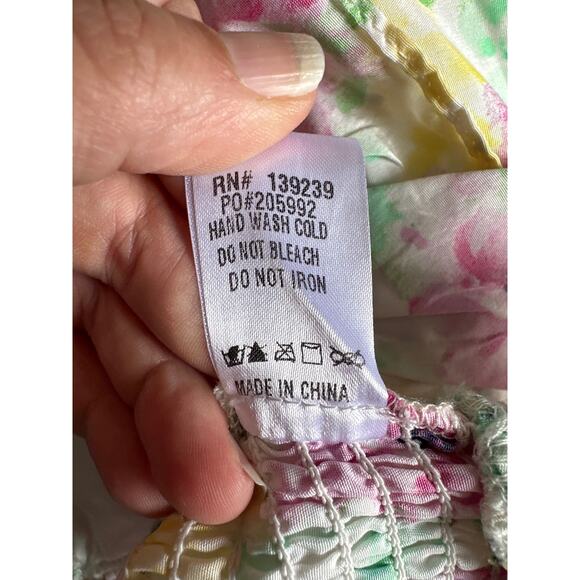 💥Do + Be Floral Ruffle Puff Sleeve Cropped Peplum Top Womens size Small Pink - Picture 6 of 7